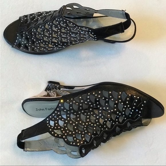NWOB John Fashion Allover Sequined Open Toe 9 - Picture 4 of 8